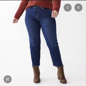 Sonoma Straight Crop Jeans Distressed Denim Blue Size 16 Reg Lenght